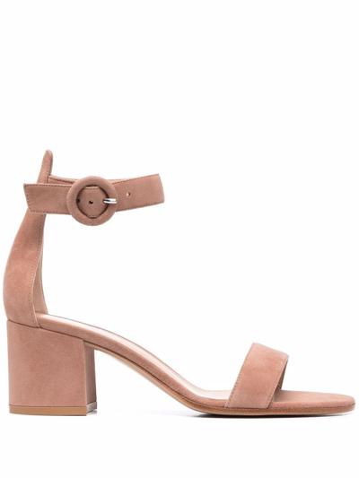 Gianvito Rossi Strappy 60mm Suede Sandals In Neutrals