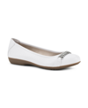 Cliffs By White Mountain Charmed Womens Faux Leather Slip On Ballet Flats In White Smooth