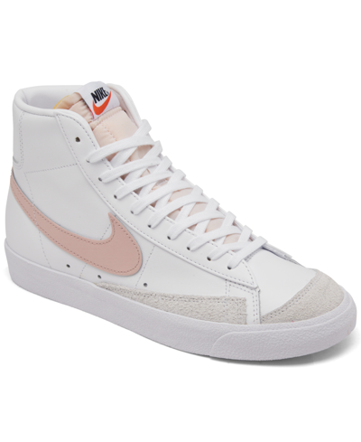 Nike Women's Blazer Mid 77 Casual Sneakers From Finish Line In White,pink Oxford