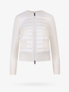 Moncler Quilted Zipped Cardigan In Beige