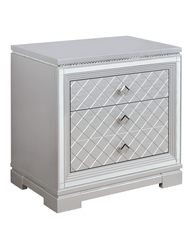 Furniture Of America Zarthan 3 Drawer Nightstand In Silver- Tone