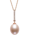 BELLE DE MER PINK CULTURED FRESHWATER PEARL (8-9MM) & DIAMOND (1/20 CT. T.W.) 18" PENDANT NECKLACE IN 14K ROSE GO