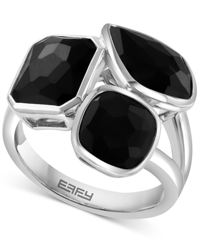Effy Collection Effy Onyx Triple Stone Statement Ring In Sterling Silver In Black