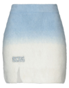 Gcds White And Blue Gradient Mini Skirt With Logo In Blue