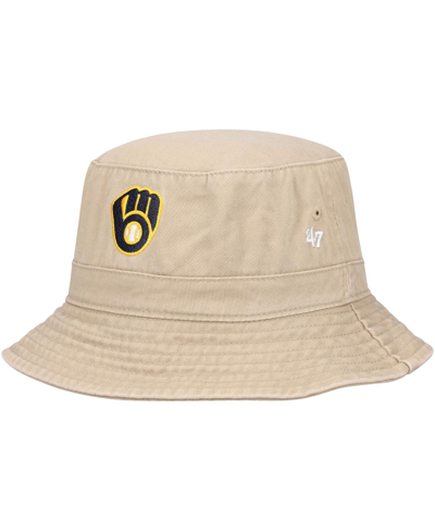 47 Brand Men's Khaki Milwaukee Brewers Bucket Hat | ModeSens