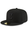 NEW ERA MEN'S BLACK, BLACK CLEVELAND GUARDIANS 59FIFTY FITTED HAT