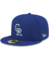 New Era Men's Royal Colorado Rockies Logo White 59fifty Fitted Hat In Royal