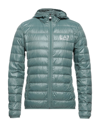 Ea7 Down Jackets In Sage Green