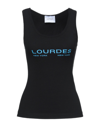 LOURDES NEW YORK LOURDES NEW YORK WOMAN TANK TOP BLACK SIZE XS COTTON, ELASTANE