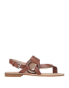 Cécile Toe Strap Sandals In Brown