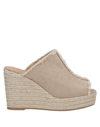 Castaã±er Queral Frayed Canvas Wedge Espadrille Mules In Beige