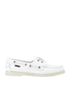 Sebago Slip-on Shoes With Rubber Sole And Metal Eyelets In White