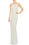 Mac Duggal Sequin Sheath Gown In White