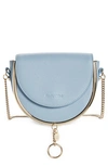 See By Chloé Mara Flap Leather Saddle Shoulder Bag In Shady Blue