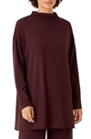 Eileen Fisher Funnel Neck Long Sleeve Boxy Tunic Top In Casis