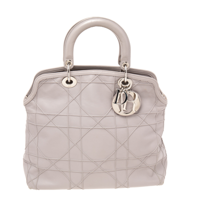 Pre-owned Dior Pale Lilac Cannage Leather Granville Tote In Purple
