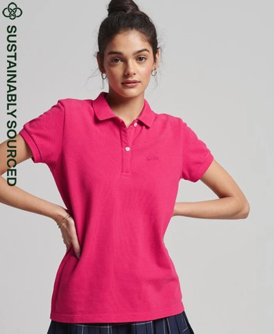 Superdry Women's Organic Cotton Vintage Destroy Polo Shirt Pink