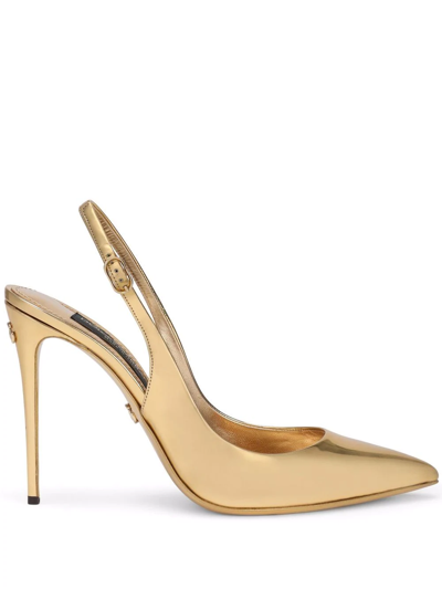 Dolce & Gabbana Metallic-effect Pointed-toe Pumps In Gold