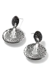 John Hardy Sterling Silver Classic Chain Black Sapphire & Black Spinel Pave Disc Drop Earrings In Black