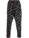 MARCELO BURLON COUNTY OF MILAN GRAPHIC PRINT BLACK TRACK PANTS