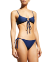 Ramy Brook Lesia Solid Side-tie Bikini Bottoms In Spring Navy