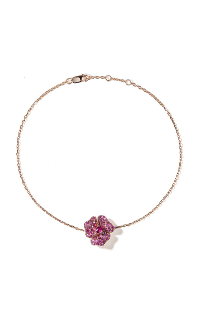 As29 18kt Rose Gold Medium Flower Sapphire And Diamond Bracelet In Pink
