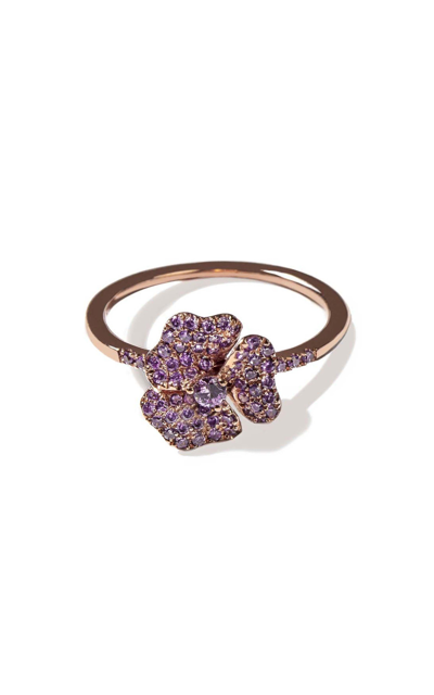 As29 ‘bloom' Amethyst 18k Rose Gold Mini Flower Ring In Purple