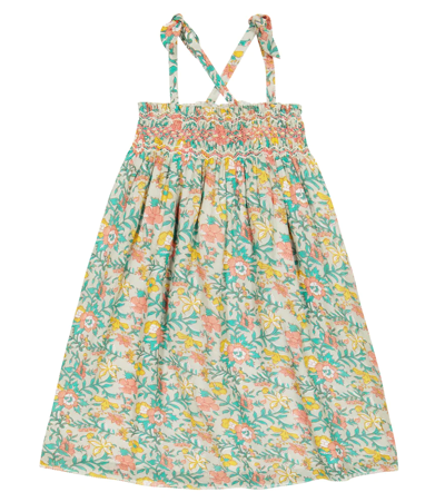 Louise Misha Kids Marceline Floral Print Organic Cotton Dress In Water Flowers