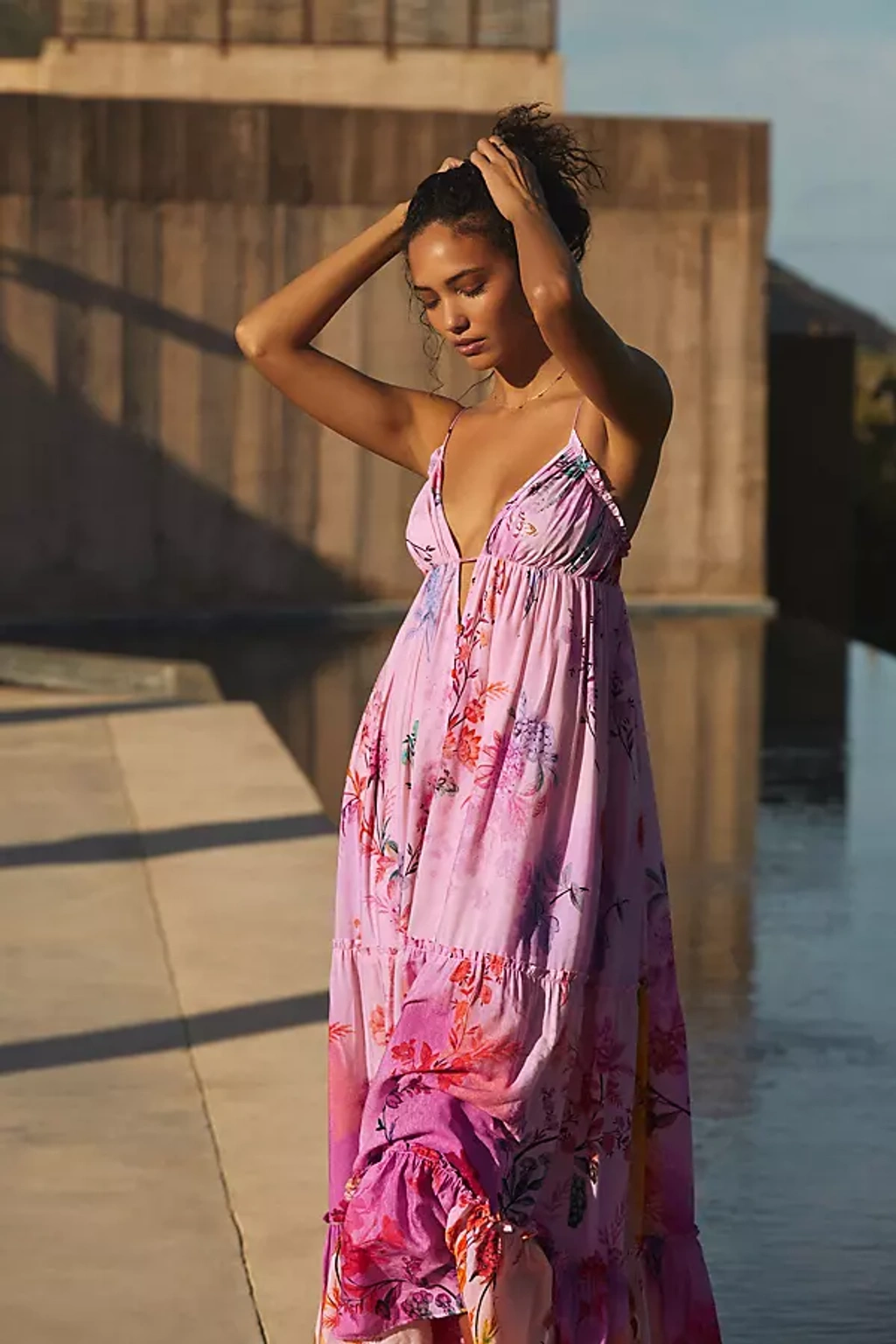 Anthropologie Alissa Tiered Maxi Dress In Pink | ModeSens
