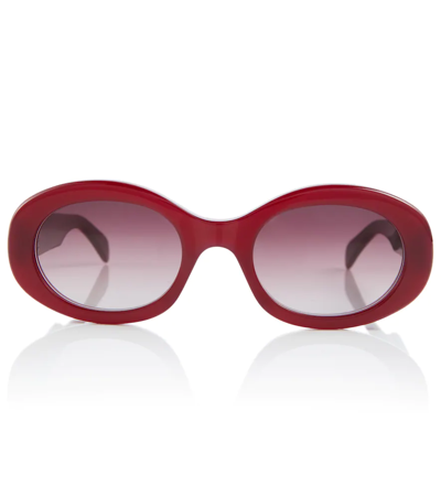 Celine Triomphe Logo Oval Acetate Sunglasses In Shiny / Gradient Bordeaux
