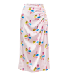 Ganni Silk-blend Printed High-rise Midi Skirt In Floral Light Lilac