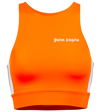 Palm Angels Track Stripe Logo Sports Bra In Oranne White