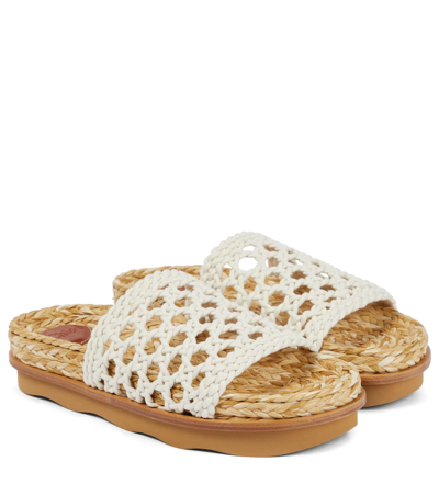 Chloé Wavy Crocheted Platform Slides In Ivory