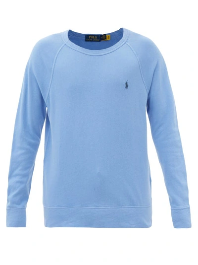 Polo Ralph Lauren Logo-embroidered Cotton-jersey Sweatshirt In Blue