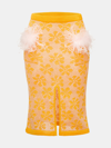 ANDREEVA ANDREEVA YELLOW KNIT SKIRT WITH FEATHER DETAILS