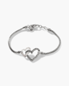 John Hardy Sterling Silver Classic Chain Manah Diamond Pave Double Heart Chain Bracelet In Silver