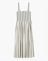Theory Striped Gathered Cotton-poplin And Stretch-knit Midi Dress In Multi
