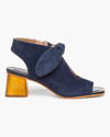 Bernardo Lizzie Suede Knot Zip Sandals In Navy Kid Suede