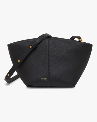 Mansur Gavriel Tulipano Compact Textured-leather Shoulder Bag In Black
