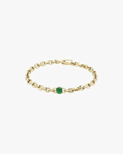 Lizzie Mandler Emerald Xs Knife-edge Link Bracelet | Gemstones/yellow Gold
