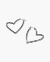 John Hardy Sterling Silver Classic Chain Manah Textured Heart Hoop Earrings In Silver