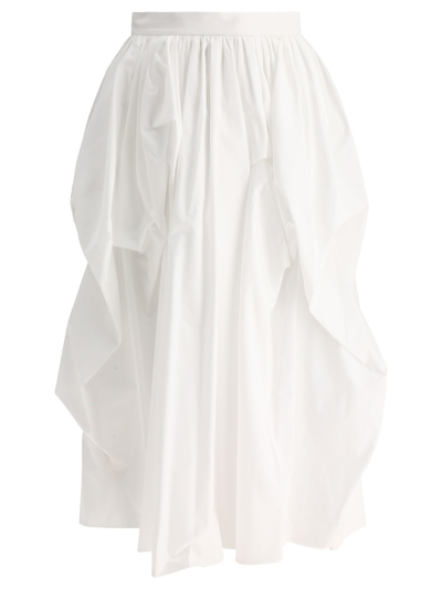 Alexander Mcqueen Parachute Gathered Cotton-poplin Maxi Skirt In White