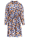 Kenzo Abstract-print Drawstring-waist Midi Dress In Light Blue