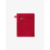 Lacoste Rouge Le Croco Logo-embroidered Organic Cotton Wash Mitt 16cm X 21cm Face Mitt In Rouge