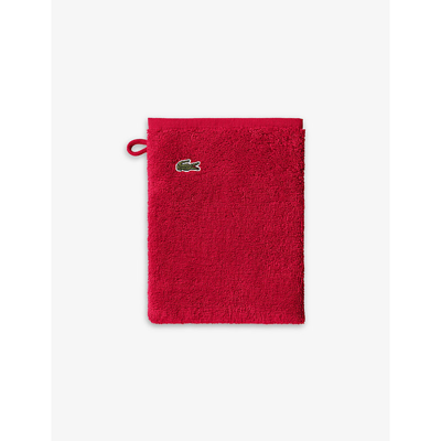 Lacoste Rouge Le Croco Logo-embroidered Organic Cotton Wash Mitt 16cm X 21cm Face Mitt