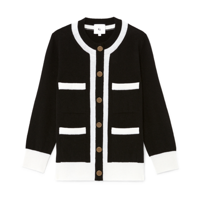 G. Label Hadley Tipped Cardigan In Black,ivory