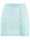 Acne Studios Kelroy Open-knit Cotton-blend Mini Skirt In Blue