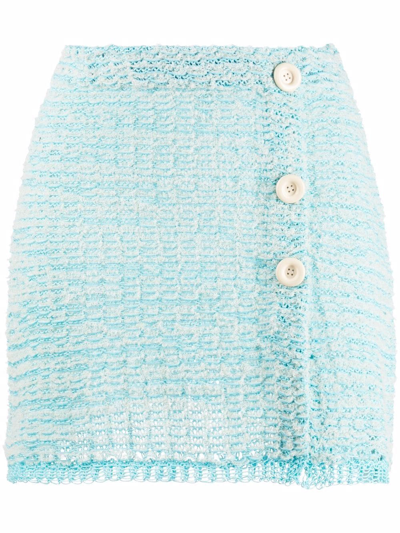 Acne Studios Kelroy Open-knit Cotton-blend Mini Skirt In Aqua Blue
