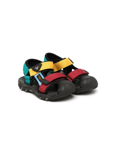 Miki House Kids' Colour-block Panel Sandals In Multicolour