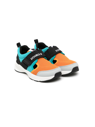 Miki House Kids' Double B Touch-strap Sneakers In Orange